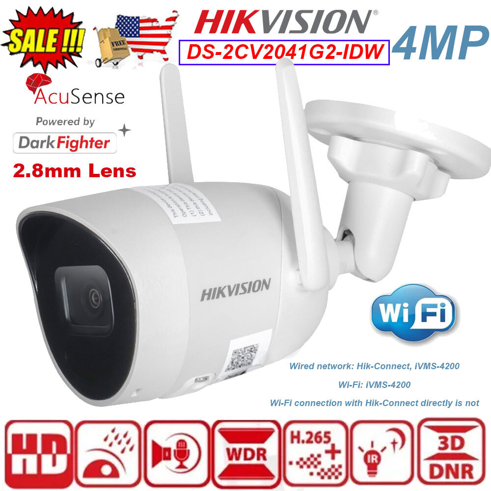 Hikvision 4MP WiFi IP Bullet Camera with Mic 2-Way Talk 2 8mm Lens US Model