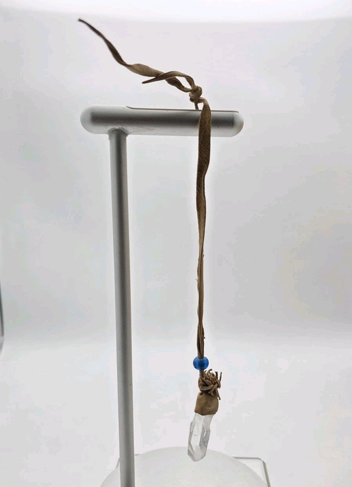 Vintage Quartz Crystal Car Hanger With Leather Strap