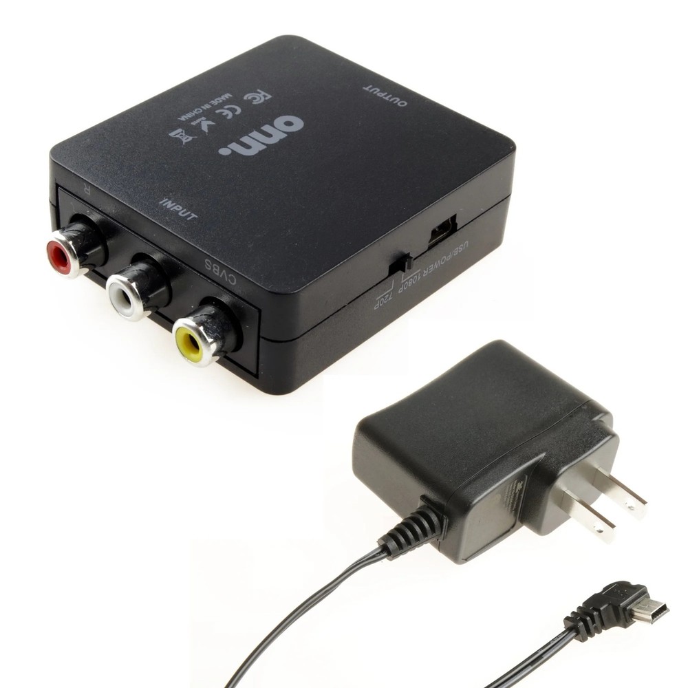 Onn 100008629 Black AV to HDMI Converter Adapter Upscales to 1080p