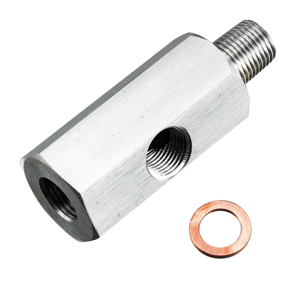 Turbo Oil Pressure Sensor Tee Adapter 1/8 NPT Feed Line Gauge