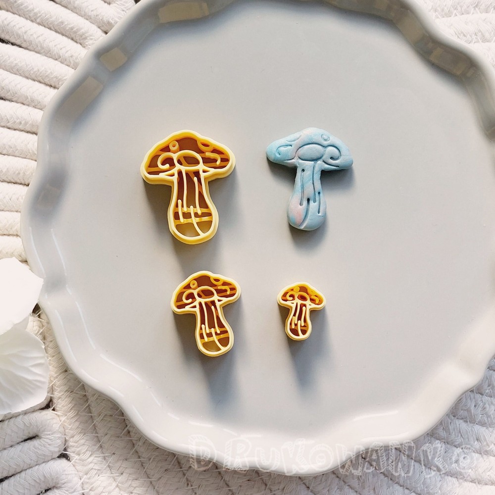 Mushroom Forest Fungus Fungi 3 Polymer Clay Cutter For Earring Jewelry