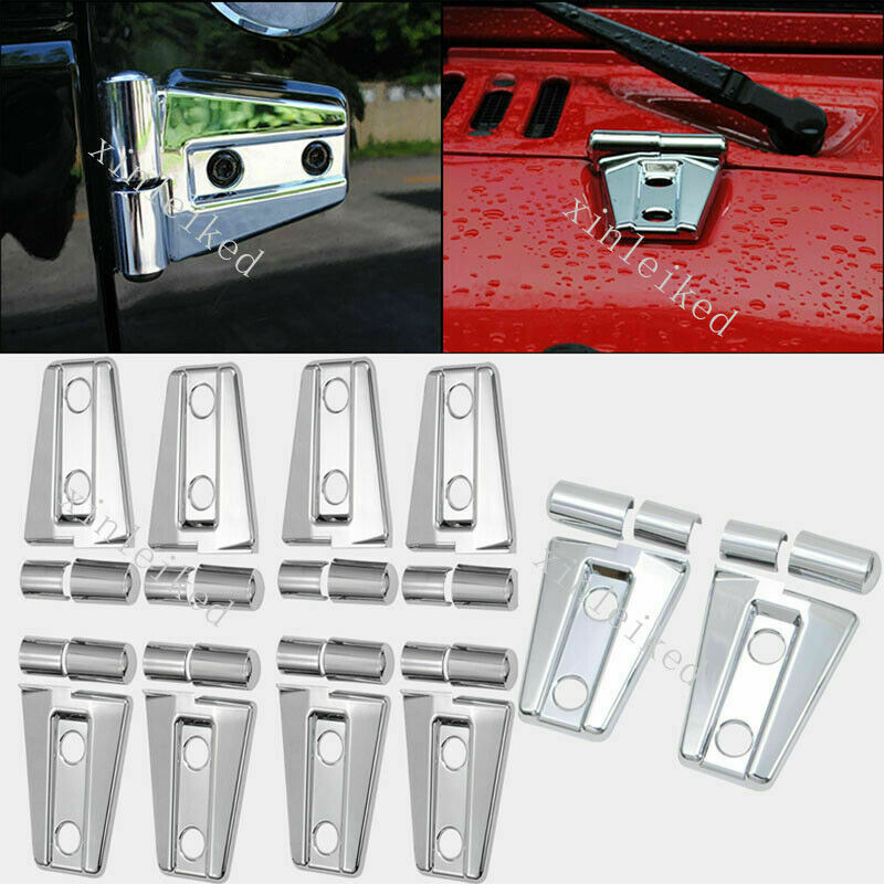 10P Chrome Hood&Car Door Hinge Molding Cover For Jeep wrangler JK JKU 2007-2017