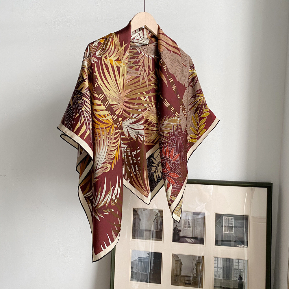 New Quality 100% Silk Hand Rolled Edges Printed Double ”Sided Shawl Scarf 43“