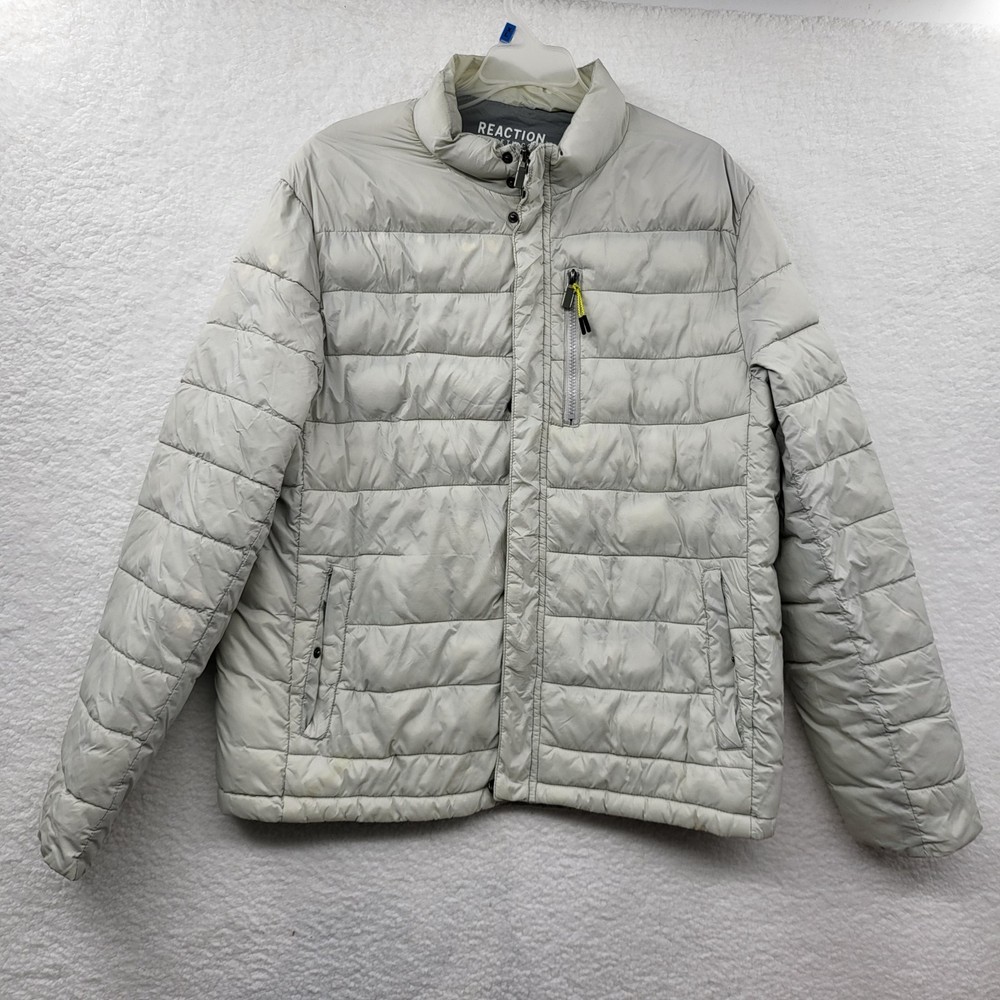 Reaction Kenneth Cole Men’s Puffer Jacket Gray Full Zip Size L-image