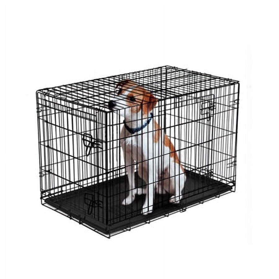 Foldable Double-Door Metal Wire Dog Crate with Divider 22 Inch Small-image