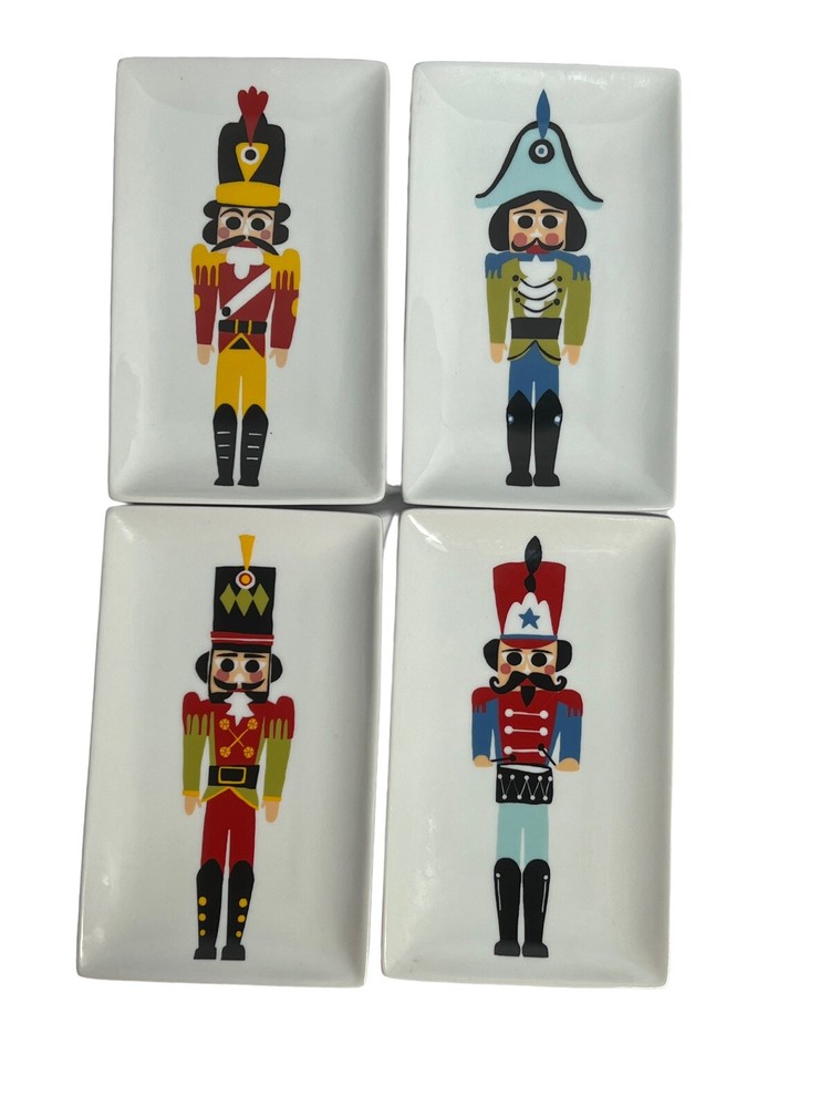 Crate & Barrel Holiday Nutcracker Serving Trays Set of 2