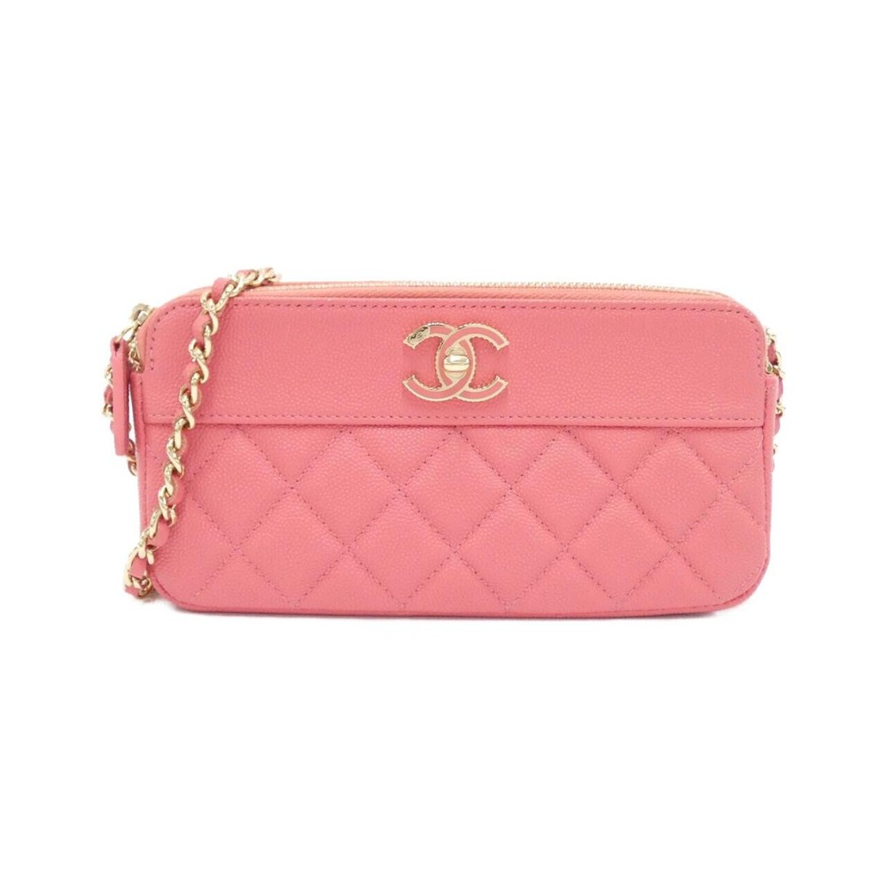 Authentic CHANEL 70118 Chain Wallet Black Caviar Leather Gold Hardware 2300000521429
