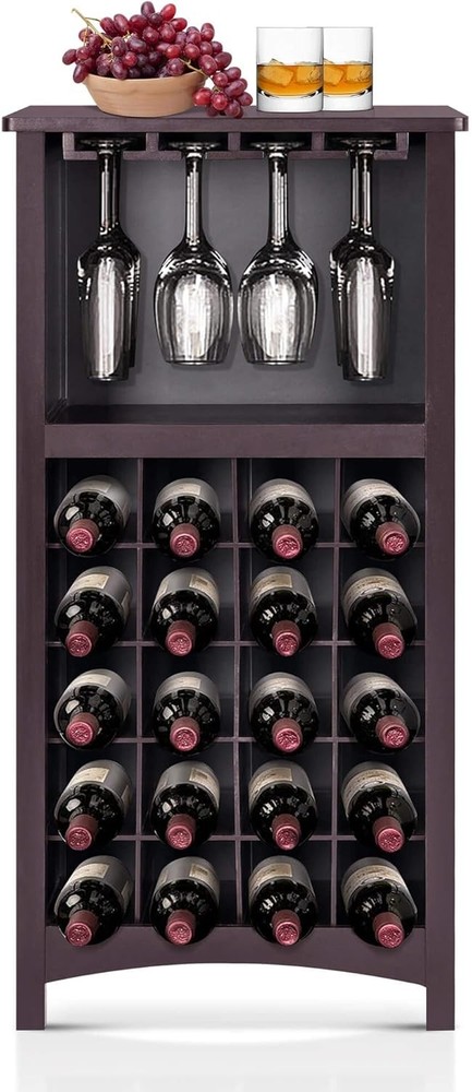 Dark Brown Wine Cabinet with Storage for Living Room BT06