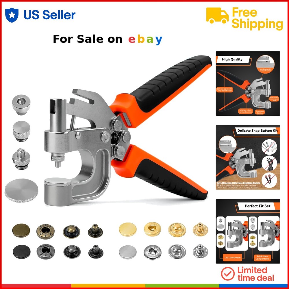 Brass 15mm Leather Snap Fastener Kit - 40 Sets for DIY Crafting & Sewing Projects