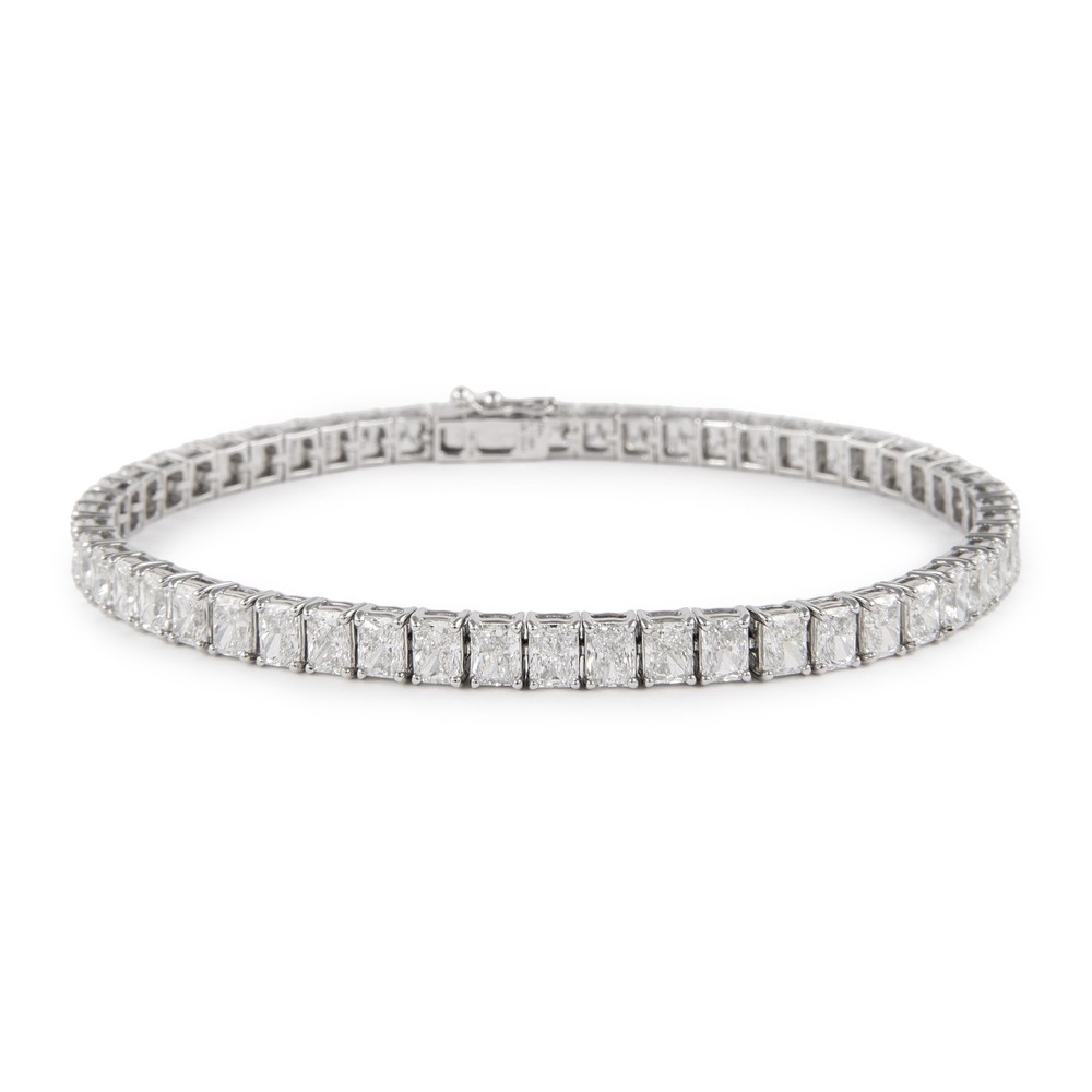 Alexander Beverly Hills 9.54ct Radiant Diamond Tennis Bracelet 18k White Gold