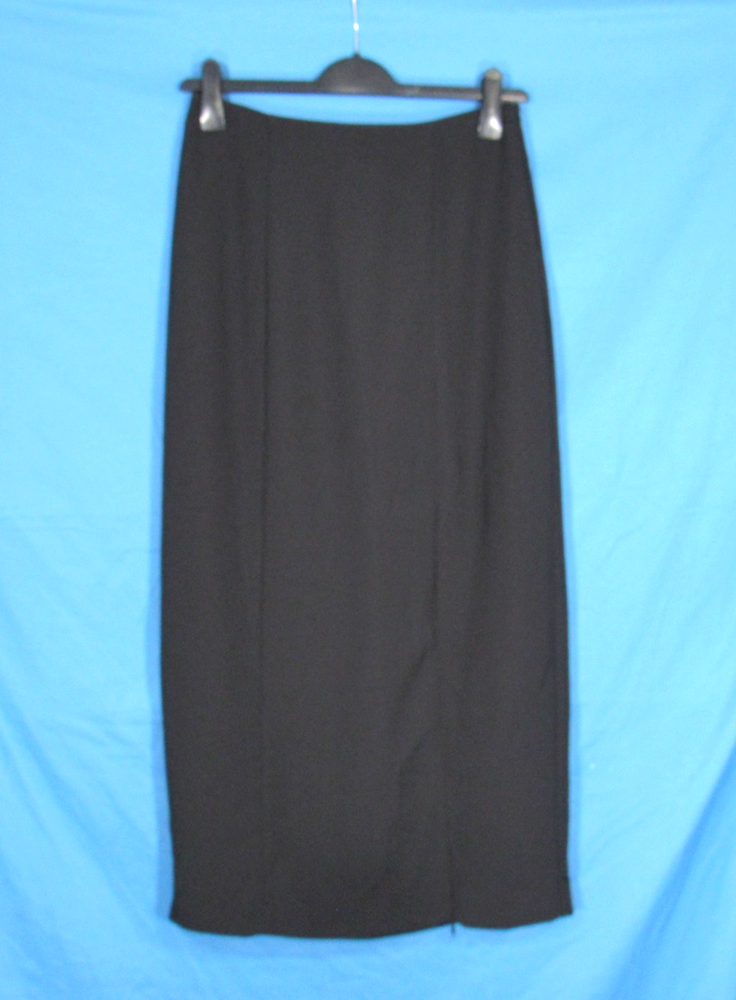 JOSEPH RIBKOFF Lined CREPE Black HIGH ZIP SLIT Darted PENCIL/STRAIGHT SKIRT 12