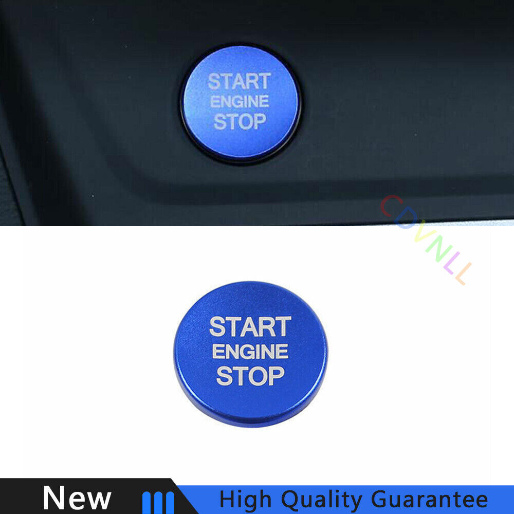 Fit For Audi Q7 2016-2019 Blue Aluminum Car One-Click Startup Switch Cover Trim