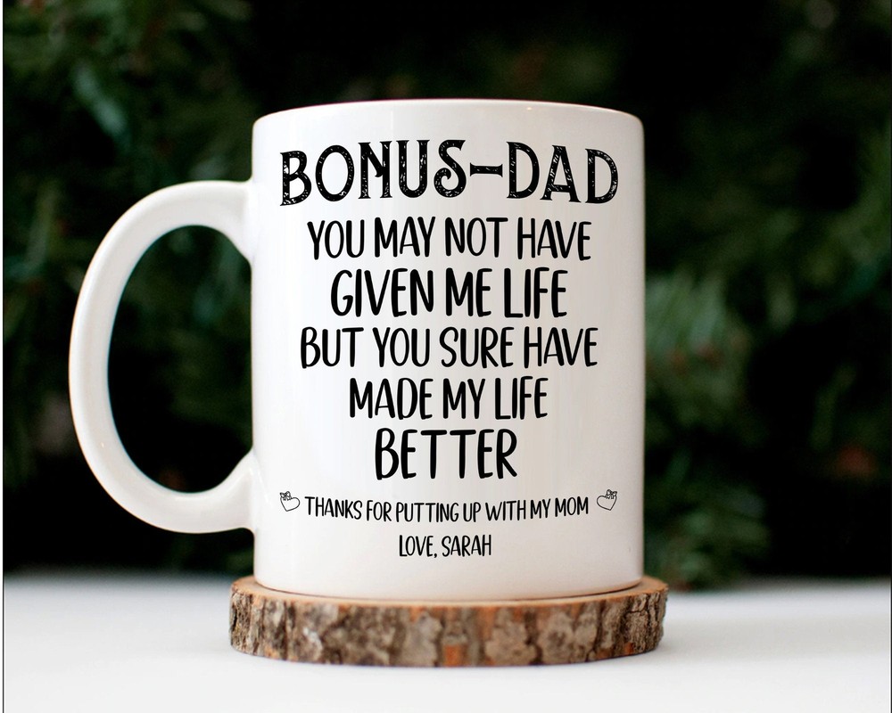 Personalized Bonus Dad Thanks For Putting Up With Mom Mug Bonus Dad Appreciation