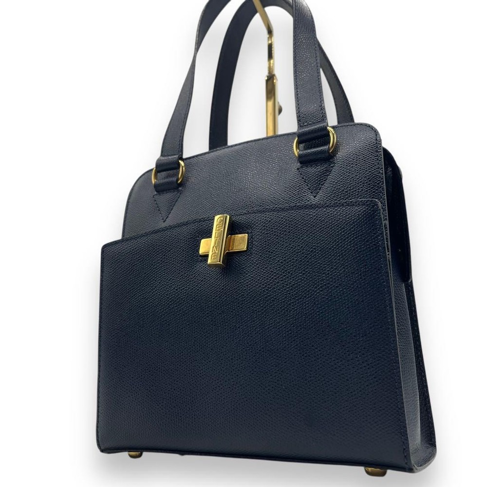 Vintage Celine Navy Leather Turnlock Handbag Retro Classic