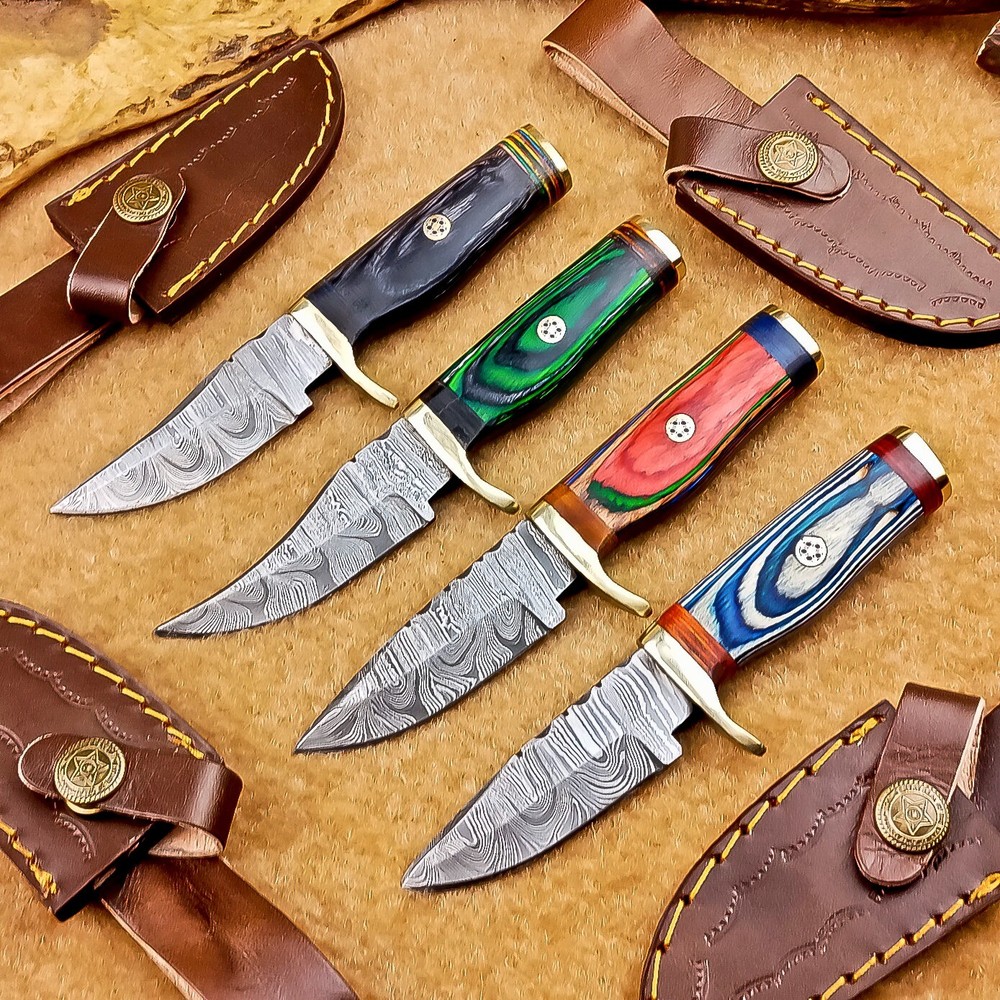 4 Pcs Damascus Blade Skinner Knives Set | 6
