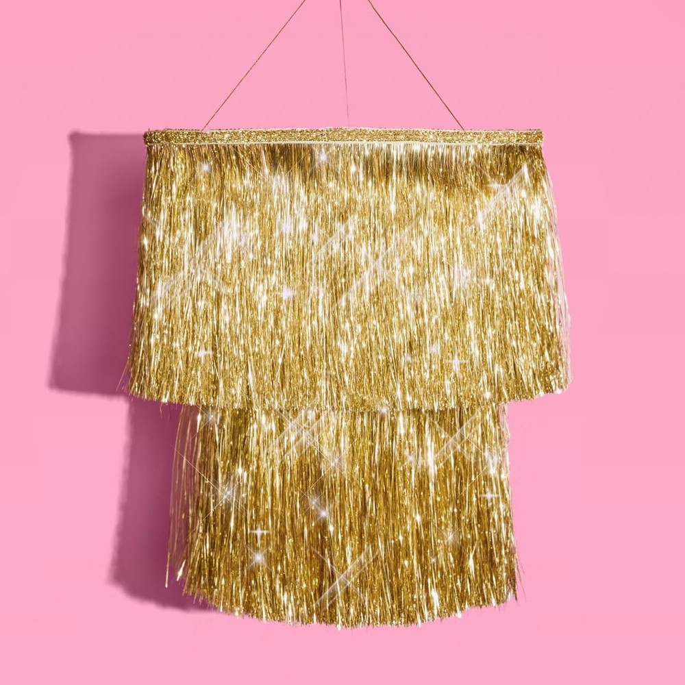 , Gold Fringe Tinsel Chandelier | 16
