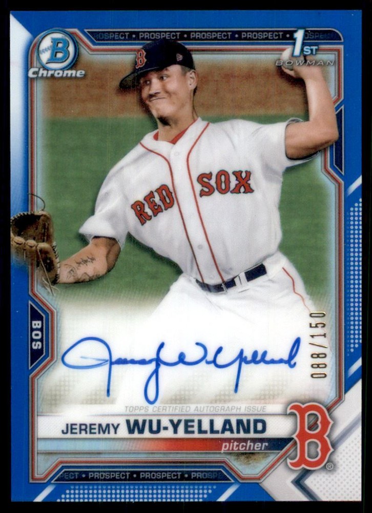 2021 Bowman Chrome Prospect Autographs Blue Ref #CPAJW Jeremy Wu-Yelland /150