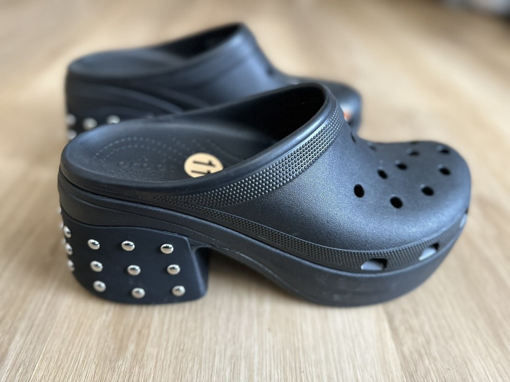 Crocs Siren Studded Clog Heel Black Womens Size M11 Sandals New