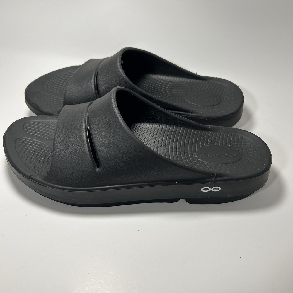 Mens OOFOS OOahh Slide Sandals Black Recovery Comfort M9 W11 EU42