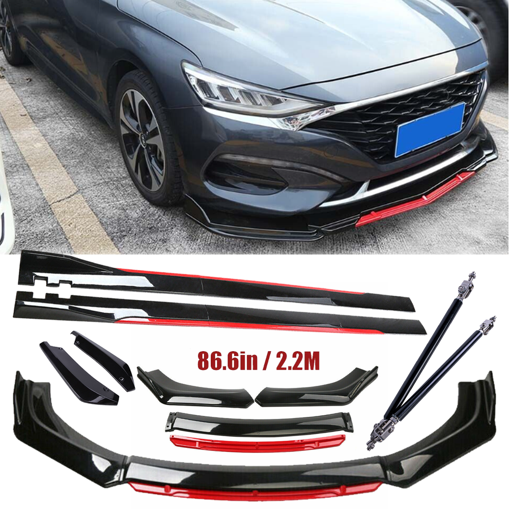 For Hyundai Elantra Front Bumper Lip Spoiler Splitter Side Skirt Glossy Black
