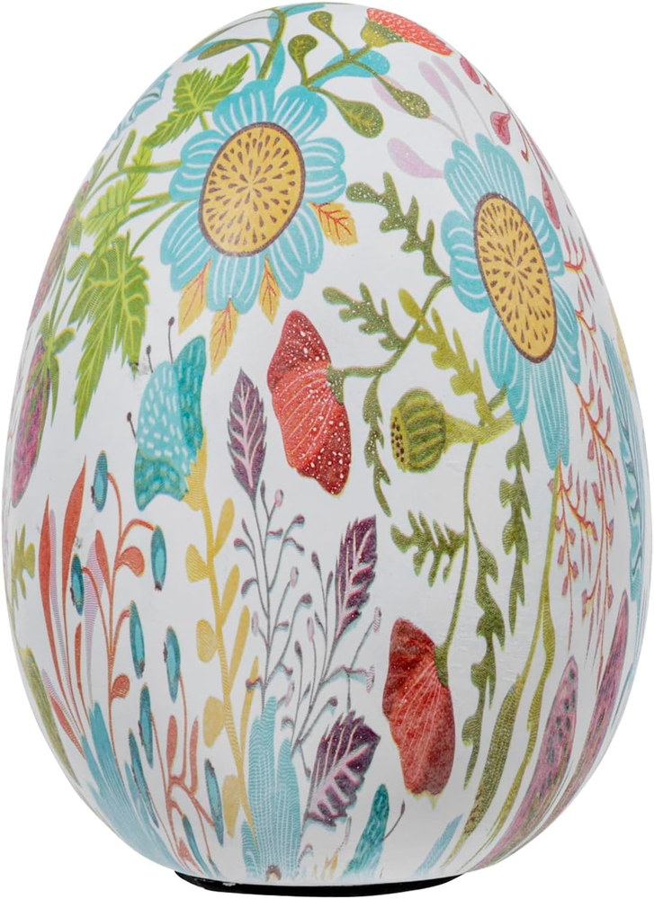 Ceramic Decorative Easter Egg with Artistic Floral Design, Tabletop Decoration