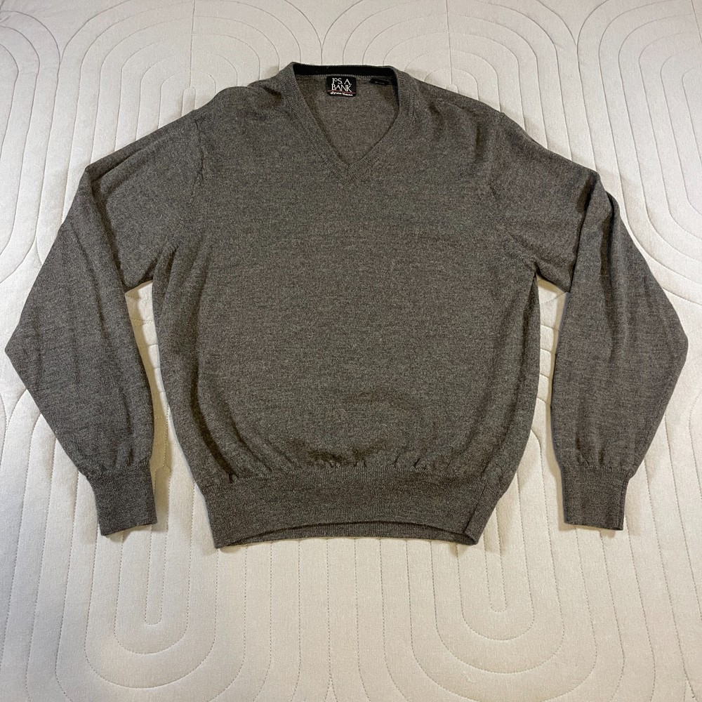 Jos. A. Bank Mens Sweater Size M Signature Collection 100% Merino Wool Gray