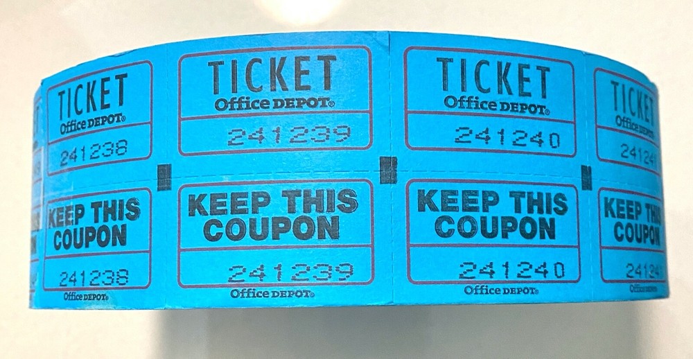 Raffle Ticket Roll Double Coupon, Blue, Office Depot Brand-image