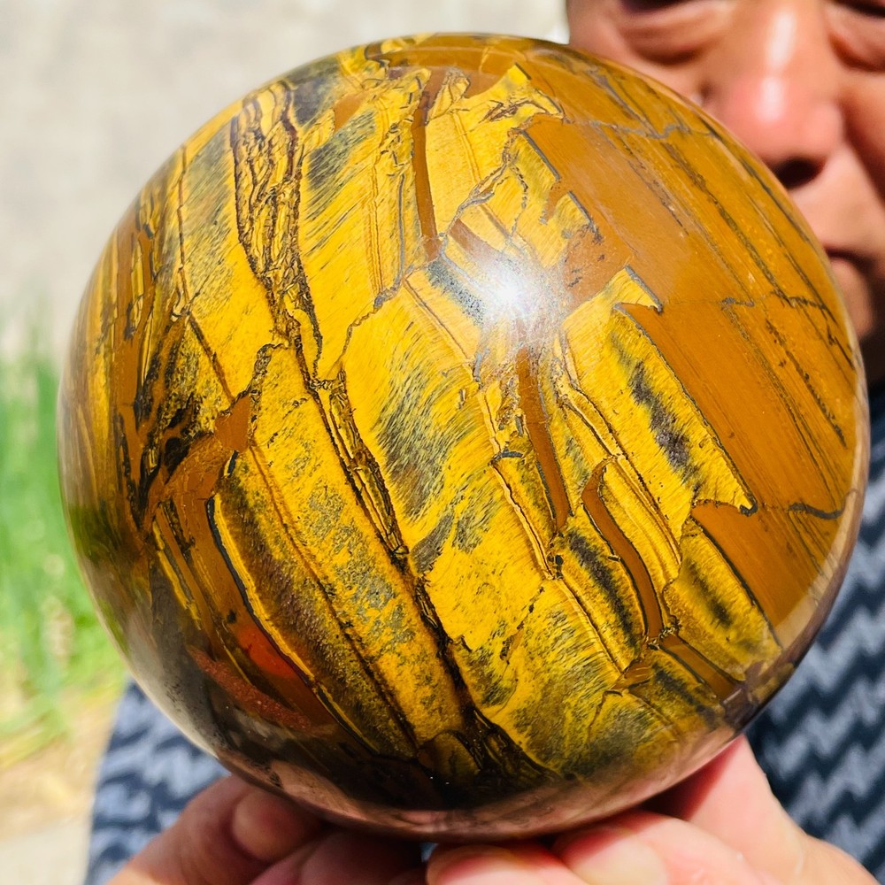 5.15lb Large Gold Tiger's Eye Stone Quartz Crystal Sphere Specimen Healing