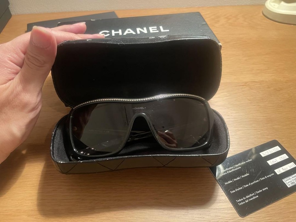 Chanel Smoke Lens Rhinestone Sunglasses with Quilted Case 2013 Near New