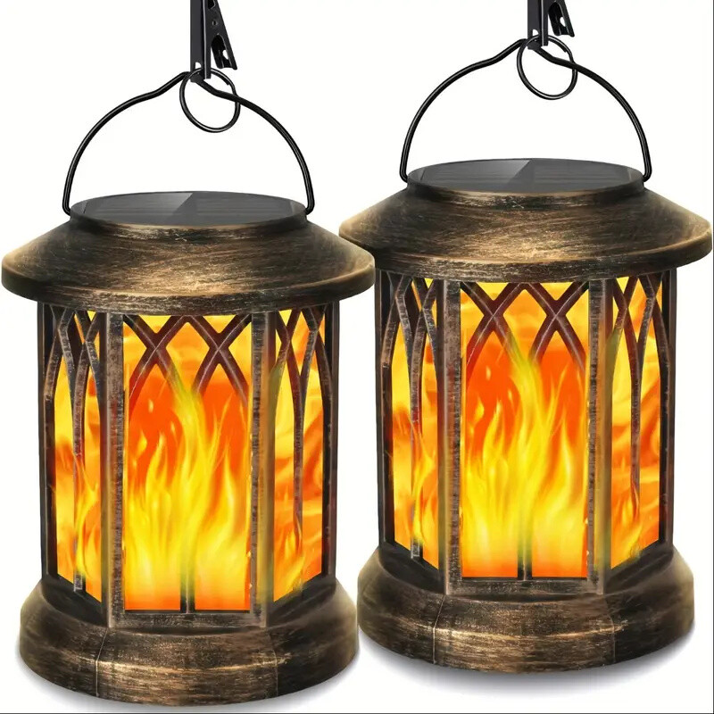 Outdoor Waterproof Solar Lantern with Flickering Hanging Light Effect