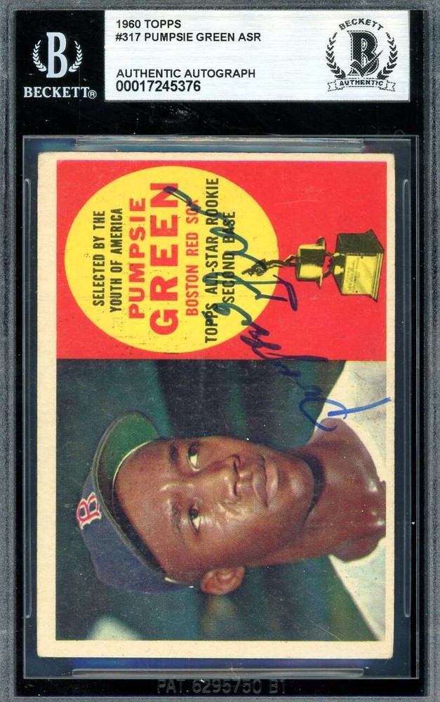 Pumpsie Green Beckett BAS Signed 1960 Topps All Star Rookie Autographed