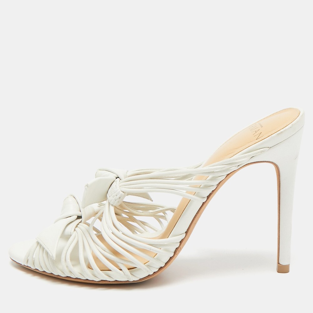 Alexandre Birman Dallas White Leather Strappy Sandals Size 36