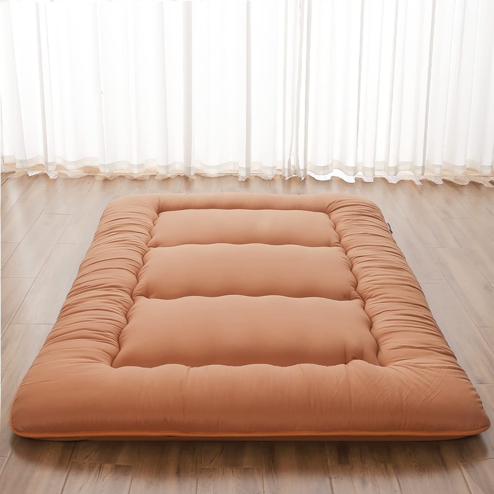 Japanese Floor Mattress, Futon Mattress with Portable Storage Bag and Washabl...