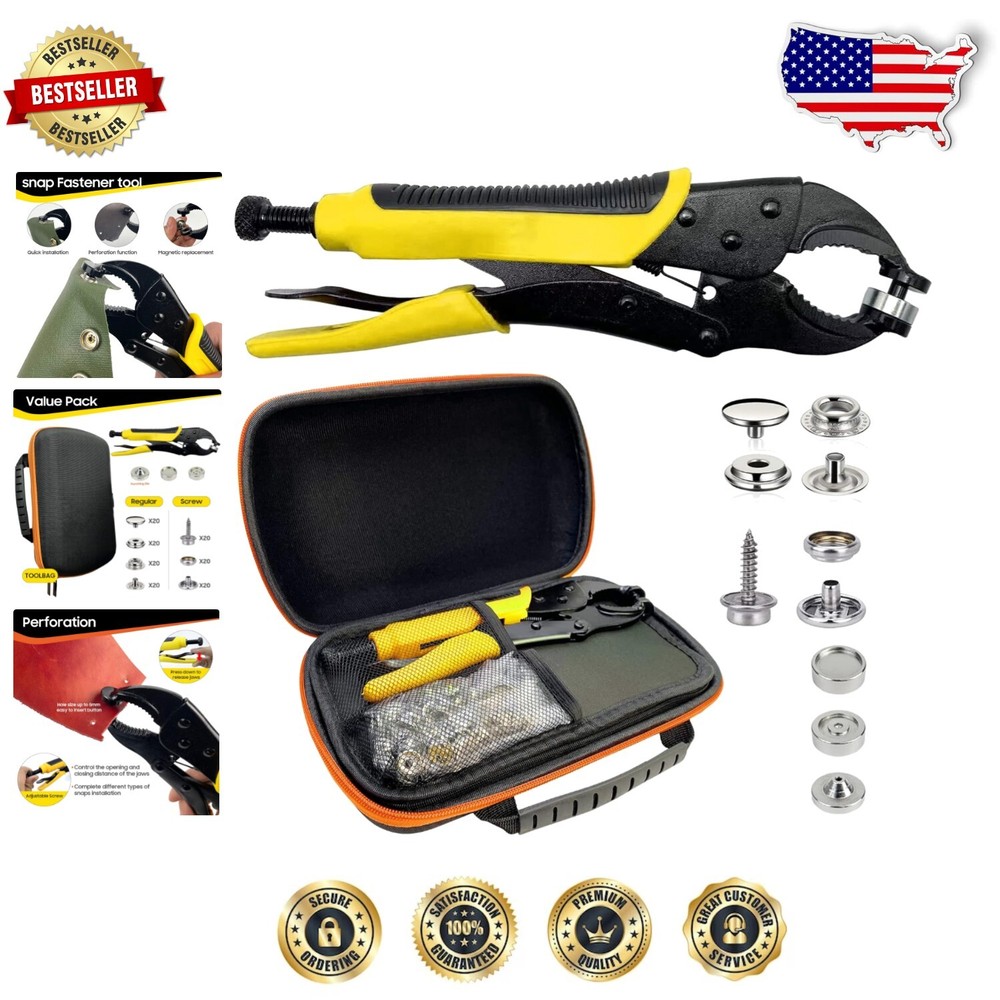 Versatile Snap Button Tool Kit with Adjustable Setter & Durable Toolbag Included
