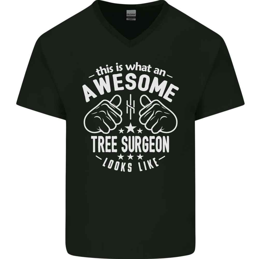 An Awesome Tree Surgeon Looks Like Mens V-Neck Cotton T-Shirt