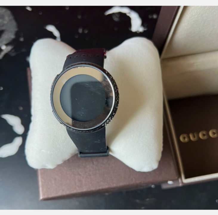 #Luxury, # diamond, black gucci watch, comes with appraisal paperwork