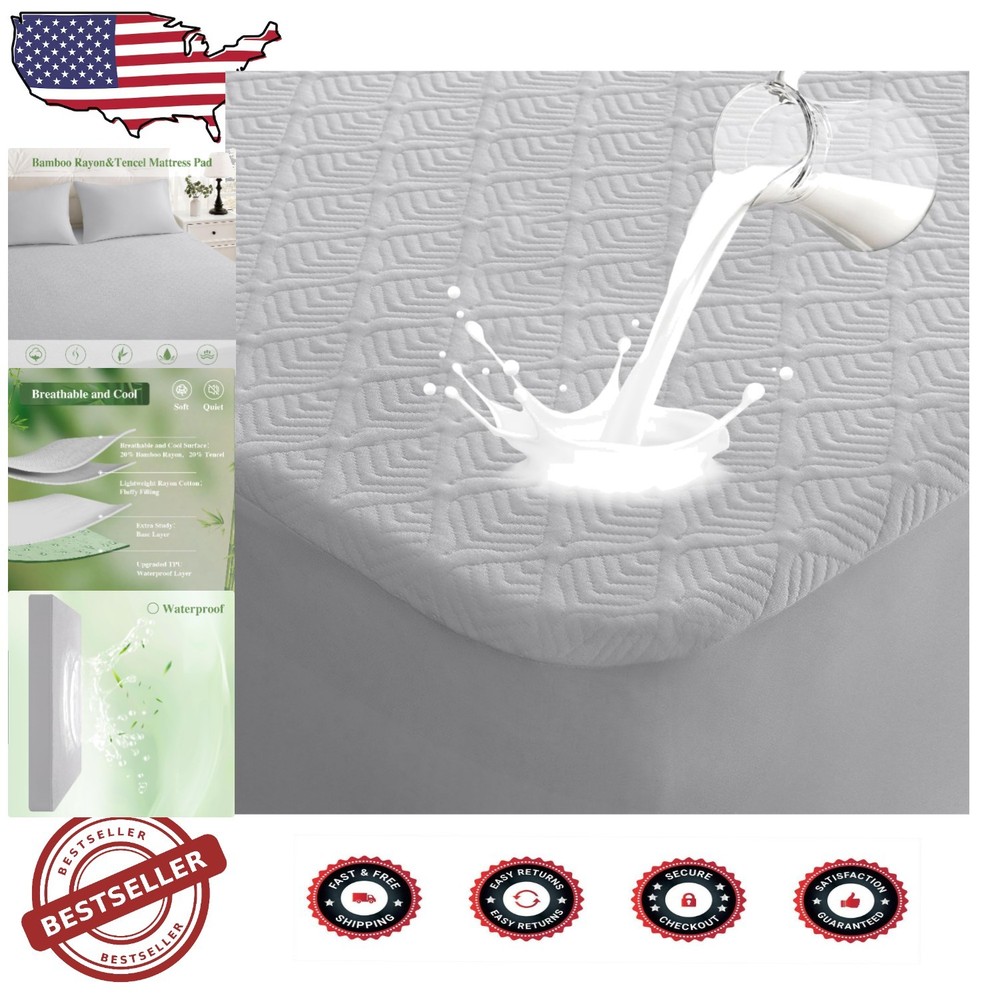 Luxury California King Waterproof Mattress Pad - Breathable & Washable Comfort