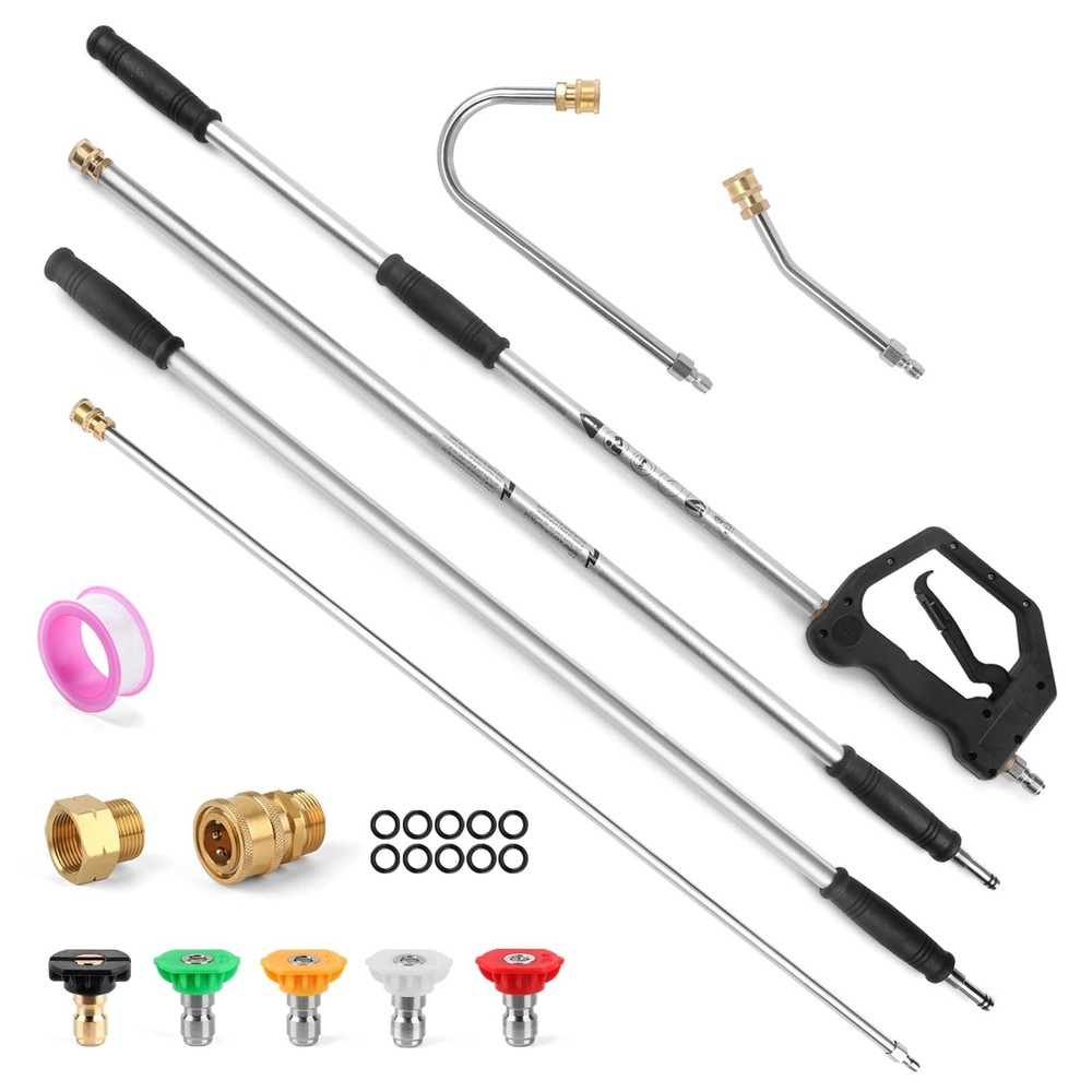13 FT Pressure Washer Extension Wand with Pressure Washer Gutter Cleaner