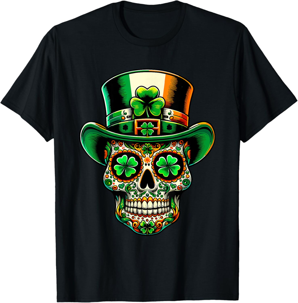 San Patties Irish Sugar Skull Day Of Dead St Patricks Day T Shirt
