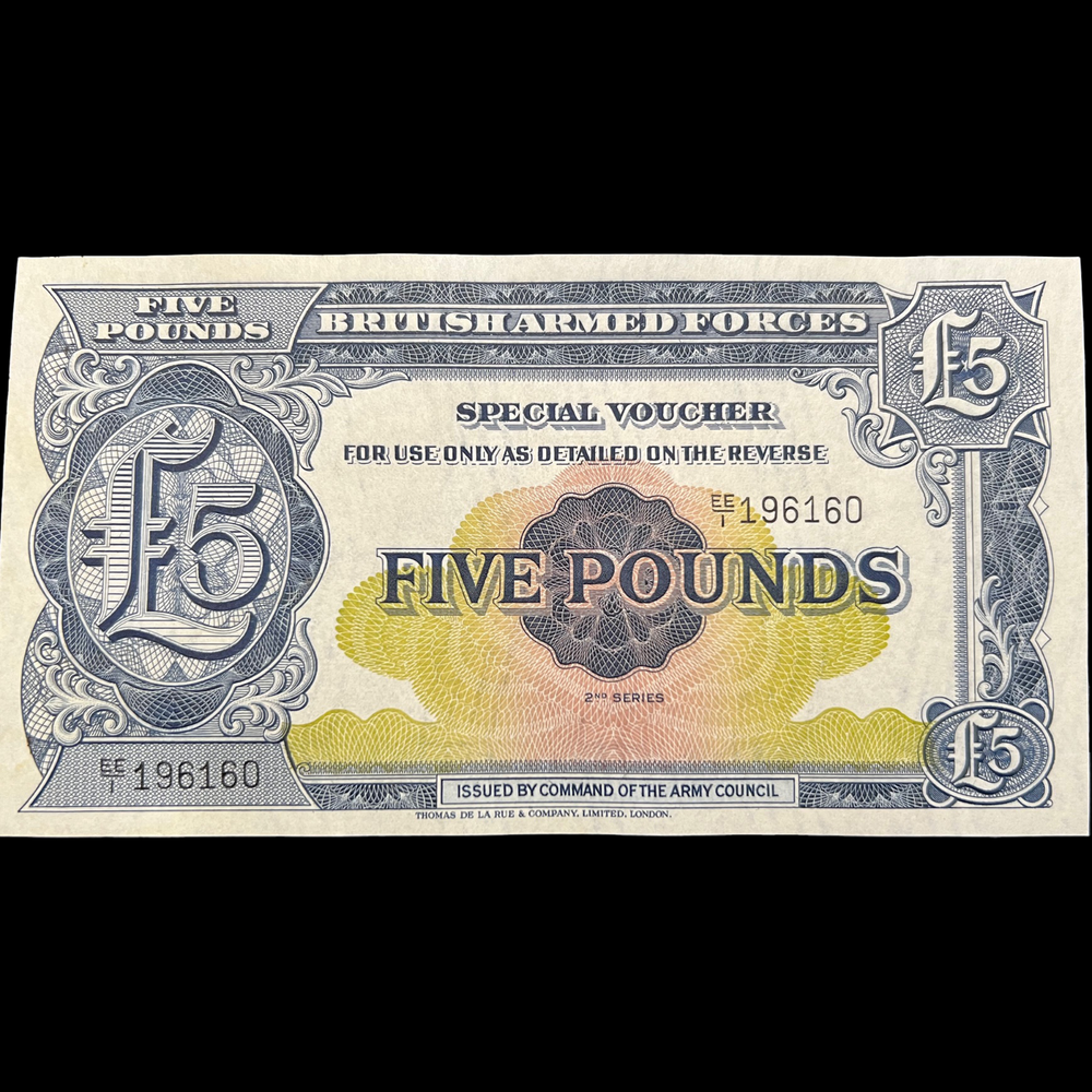 1948 British 5 Pound Armed Forces Banknote Special Voucher WW2 WWII War Money-image