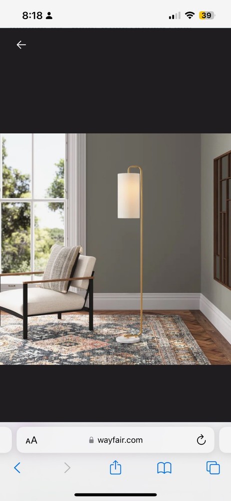 Joss and Main modern corner floor lamp with marble base
