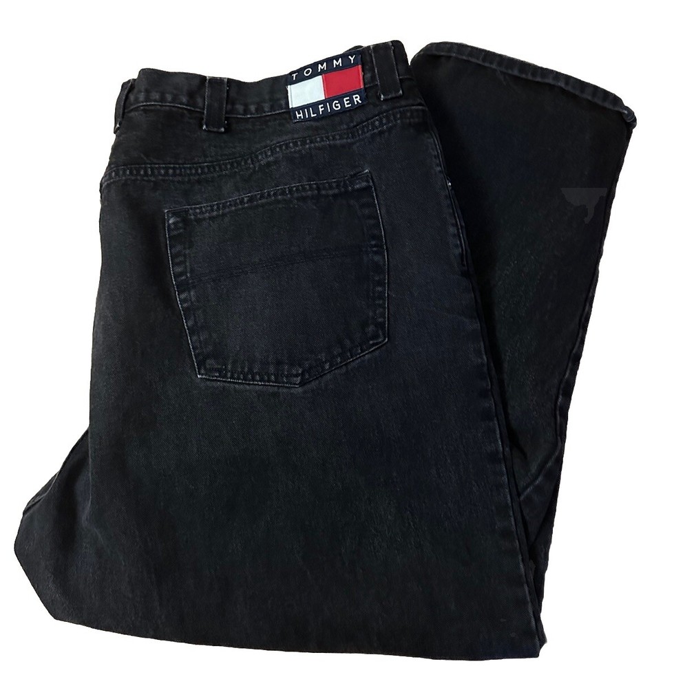 Vintage Tommy Hilfiger Mens 48x29 Denim Jeans Big Logo Blue Medium Wash Casual