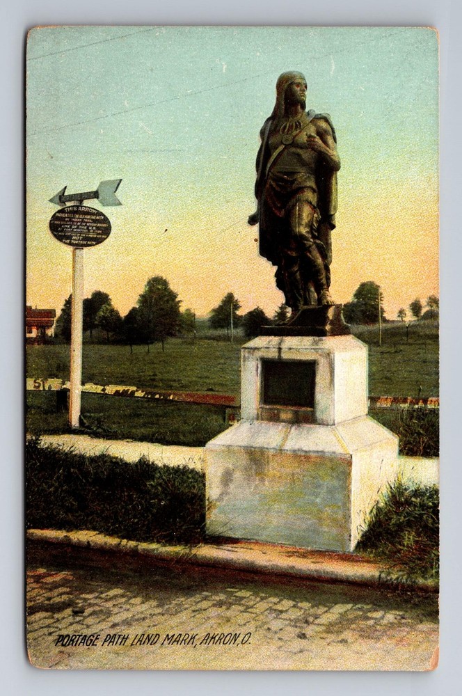 Akron OH-Ohio, Portage Path Land Mark, Vintage Postcard