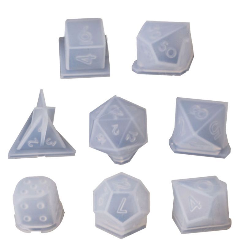 8 Shapes Silicone Resin Casting Molds Resin Dice Molds Polyhedral Game Dice Mold