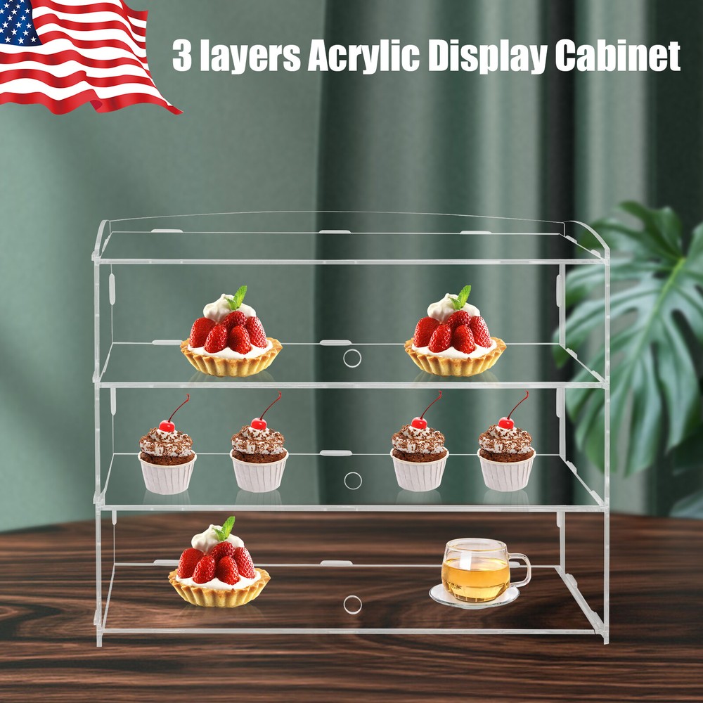 Acrylic Display Case, 3 Tier Bakery Pastry Display Case Toys Collectibles Case