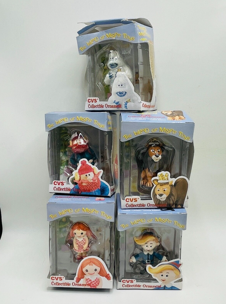 1999 5 Misfit Toys Ornaments Cornelius Snowmonster Clarice King Moonracer Hermey