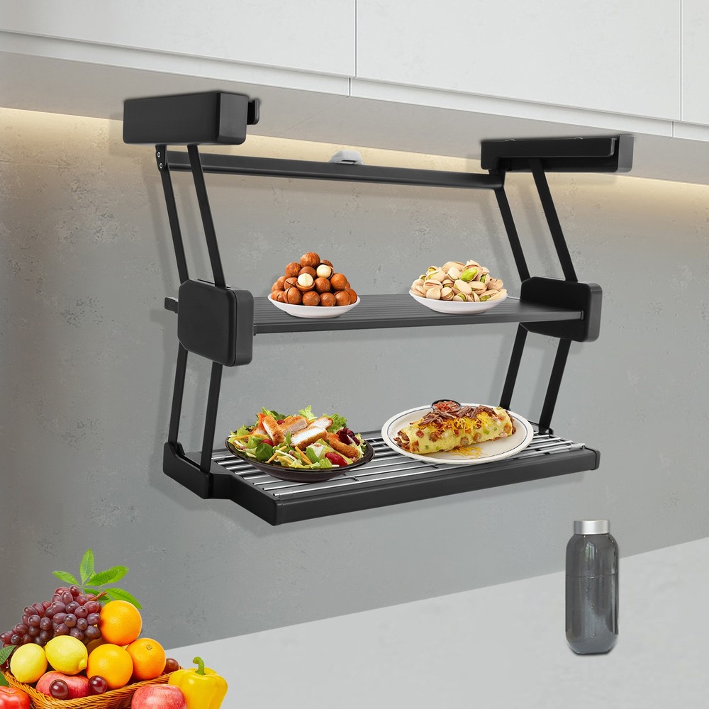 2-Tier Pull Down Spice Rack Under Cabinet Kitchen Organizer