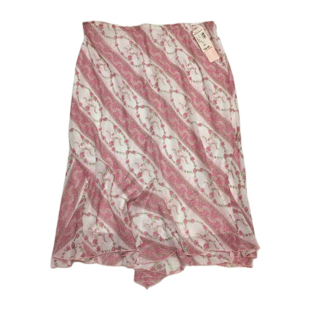 Dress Barn Floral Coquette Style white & Pink Midi Skirt Women’s Sz XL