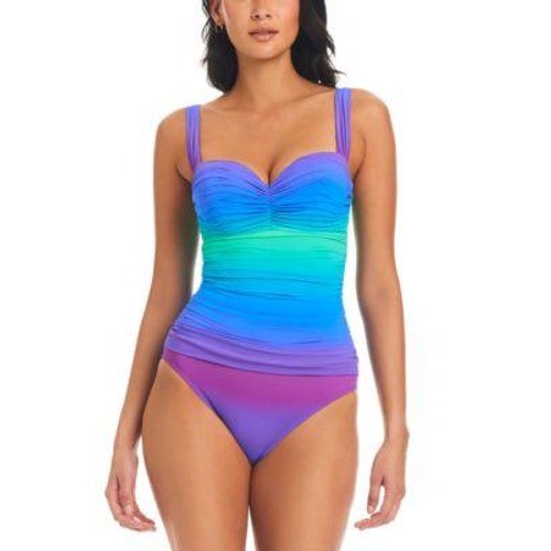 Bleu Rod Beattie One Piece Swimsuit Women 8 Ombre Ruched Sweetheart $125 NWT