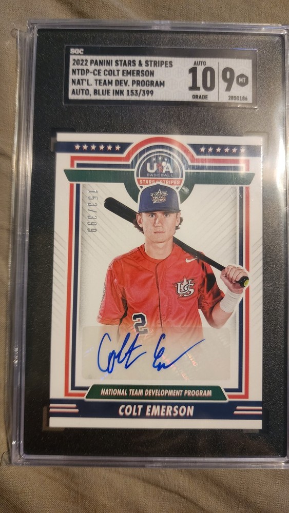 Colt Emerson Autograph /399 SGC 9 AUTO 10 MLB #1 PROSPECT